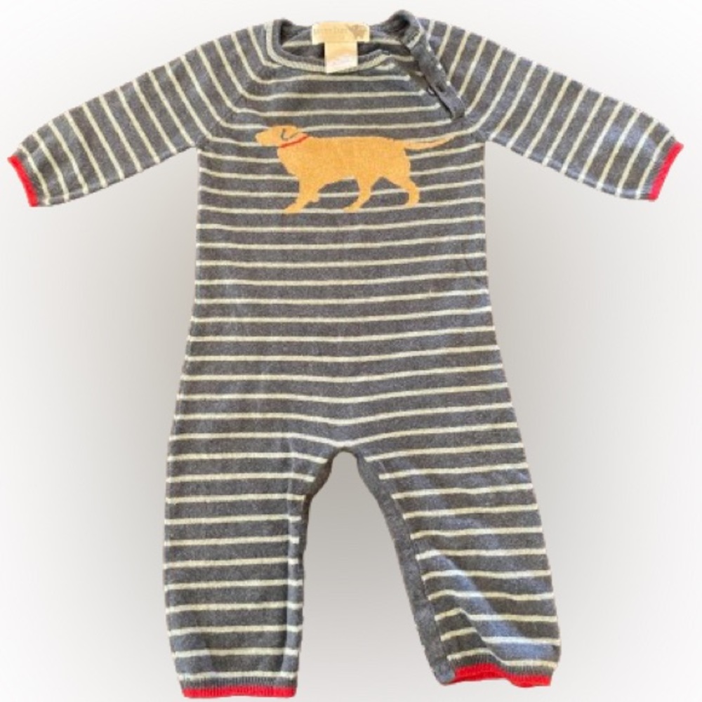 Lucky Jade Hound Print Stripe Coverall